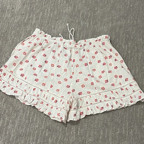 Free People Cambridge Floral Print drawstring Ruffle Trim Women Shorts Sz L - Picture 6 of 7